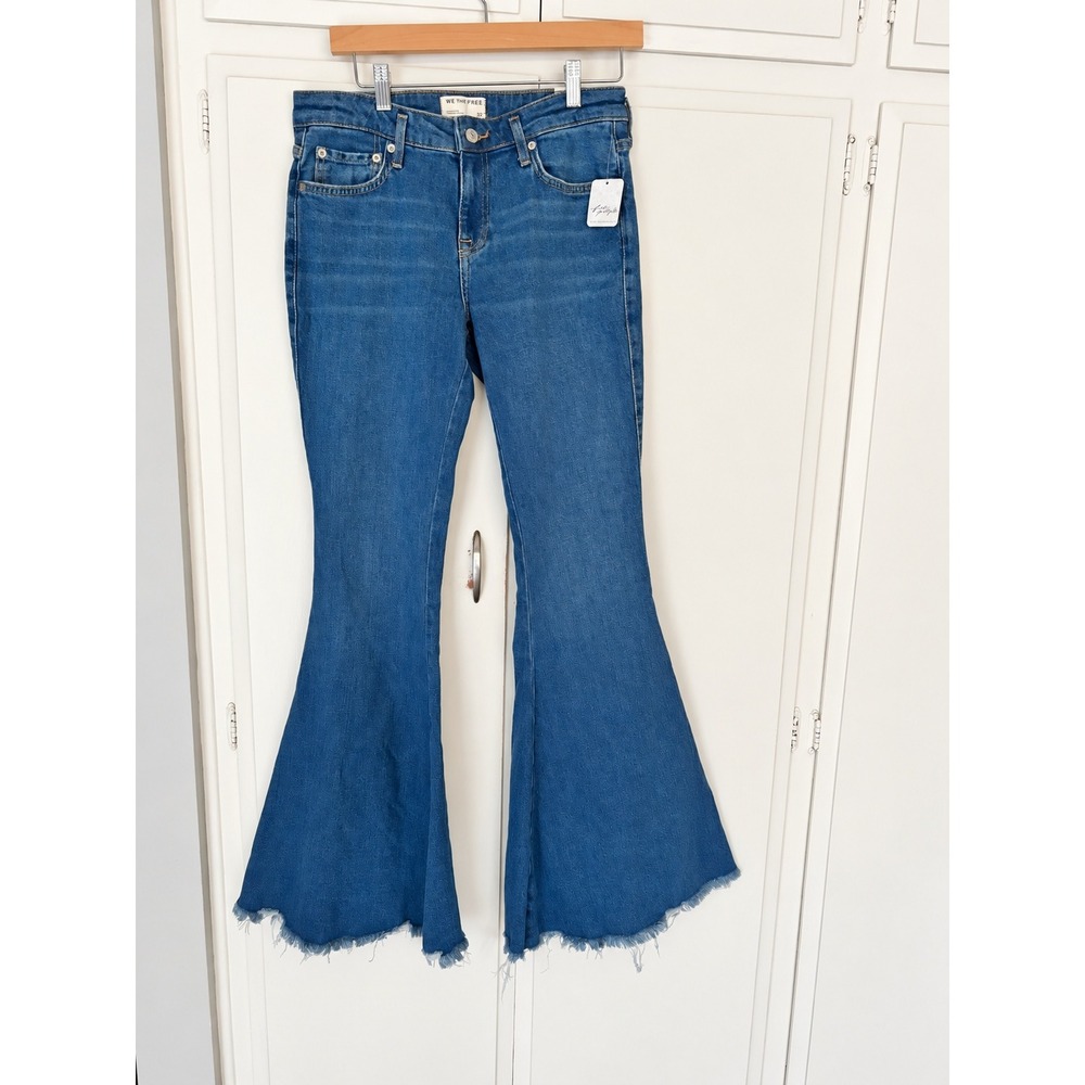 We The Free Free People Just Float On Flare Jeans Dark Blue 32 NWT